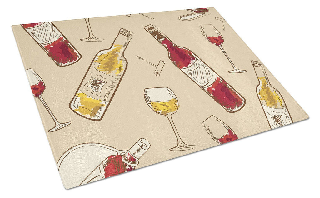 Red and White Wine Cutting Board Tempered Glass Kitchen Cutting Surface, Heat Resistant Chopping, Non-Slip Feet, Food Prep & Serving