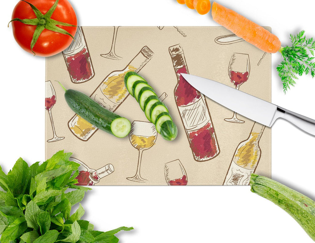 Red and White Wine Cutting Board Tempered Glass Kitchen Cutting Surface, Heat Resistant Chopping, Non-Slip Feet, Food Prep & Serving
