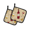 Red and White Wine Pot Holder Set of 2 Heat Resistant Quilted Hot Pads 7.5 x 7.5 Inch, Insulated Kitchen Trivets for Cooking & Baking