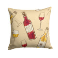 Red and White Wine Decorative Throw Pillow 14x14 Indoor Outdoor Accent Cushion, Fabric Cover with Insert for Sofa, Bed, Porch & Living Room