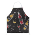 Red and White Wine on Black Apron Cooking Kitchen Server Baking Crafts Gardening for Adult Women Men, Unisex, Large, Multicolor