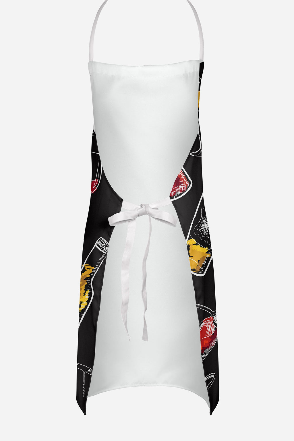 Red and White Wine on Black Apron Cooking Kitchen Server Baking Crafts Gardening for Adult Women Men, Unisex, Large, Multicolor