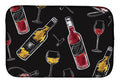 Red and White Wine on Black Dish Drying Mat Absorbent Dish Drying Mat Pad for Kitchen Counter Dish Drainer Mat for Countertop, 14 x 21", Multicolor