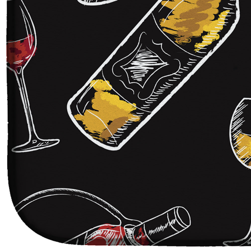 Red and White Wine on Black Dish Drying Mat Absorbent Dish Drying Mat Pad for Kitchen Counter Dish Drainer Mat for Countertop, 14 x 21", Multicolor