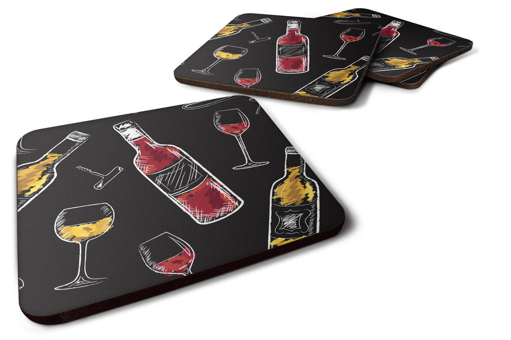 Red and White Wine on Black Foam Coasters Set of 4 Cup Coasters for Indoor Outdoor, Tabletop Protection, Anti Slip, Mouse pad Material