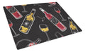 Red and White Wine on Black Cutting Board Tempered Glass Kitchen Cutting Surface, Heat Resistant Chopping, Non-Slip Feet, Food Prep & Serving