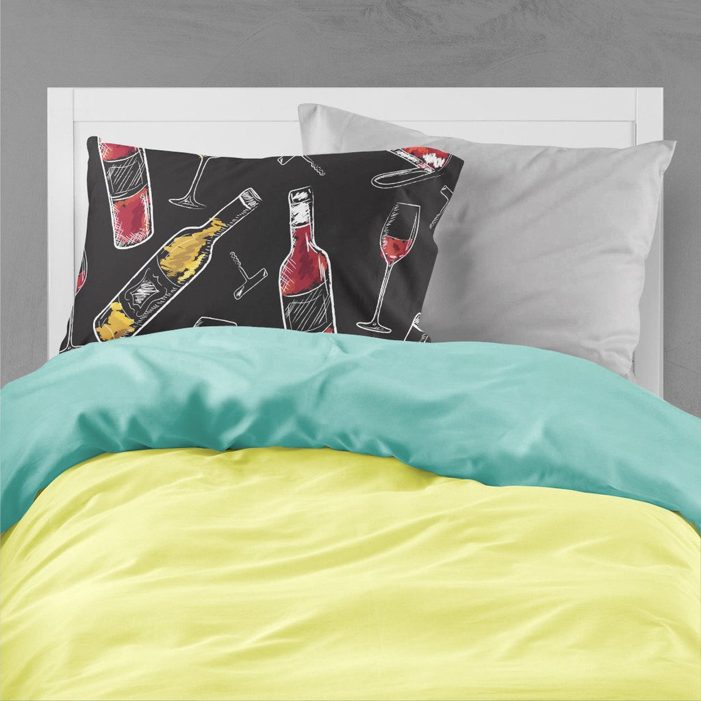 Red and White Wine on Black Standard Pillowcase Lightweight Super Soft Easy Care Decorative Artwork Pillowcase, Standard
