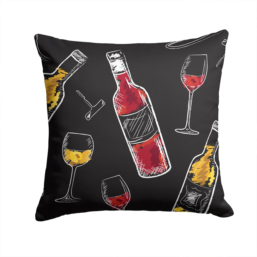 Red and White Wine on Black Decorative Throw Pillow 14x14 Indoor Outdoor Accent Cushion, Fabric Cover with Insert for Sofa, Bed, Porch & Living Room
