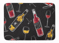 Red and White Wine on Black Memory Foam Kitchen Mat Machine Washable Anti-Fatigue Cushion Comfort Bath or Kitchen Rug
