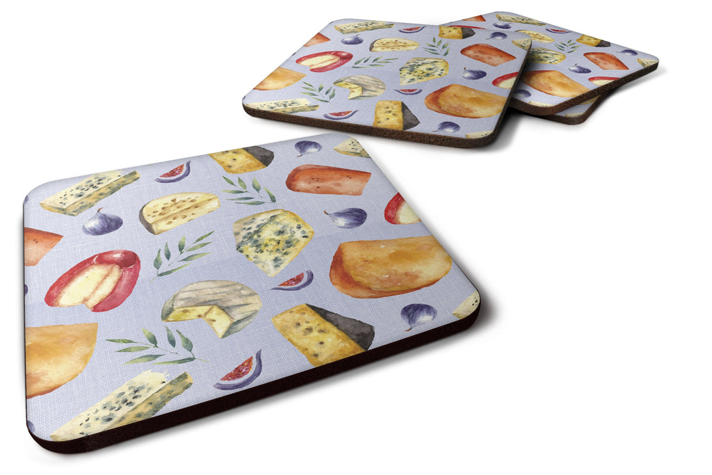 Assortment of Cheeses Foam Coasters Set of 4 Cup Coasters for Indoor Outdoor, Tabletop Protection, Anti Slip, Mouse pad Material