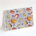 Assortment of Cheeses Greeting Cards Pack of 8 Blank Cards with Envelopes Whimsical A7 Size 5x7