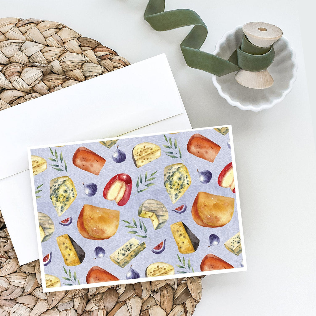 Assortment of Cheeses Greeting Cards Pack of 8 Blank Cards with Envelopes Whimsical A7 Size 5x7