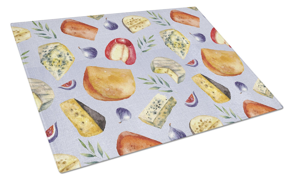 Assortment of Cheeses Cutting Board Tempered Glass Kitchen Cutting Surface, Heat Resistant Chopping, Non-Slip Feet, Food Prep & Serving