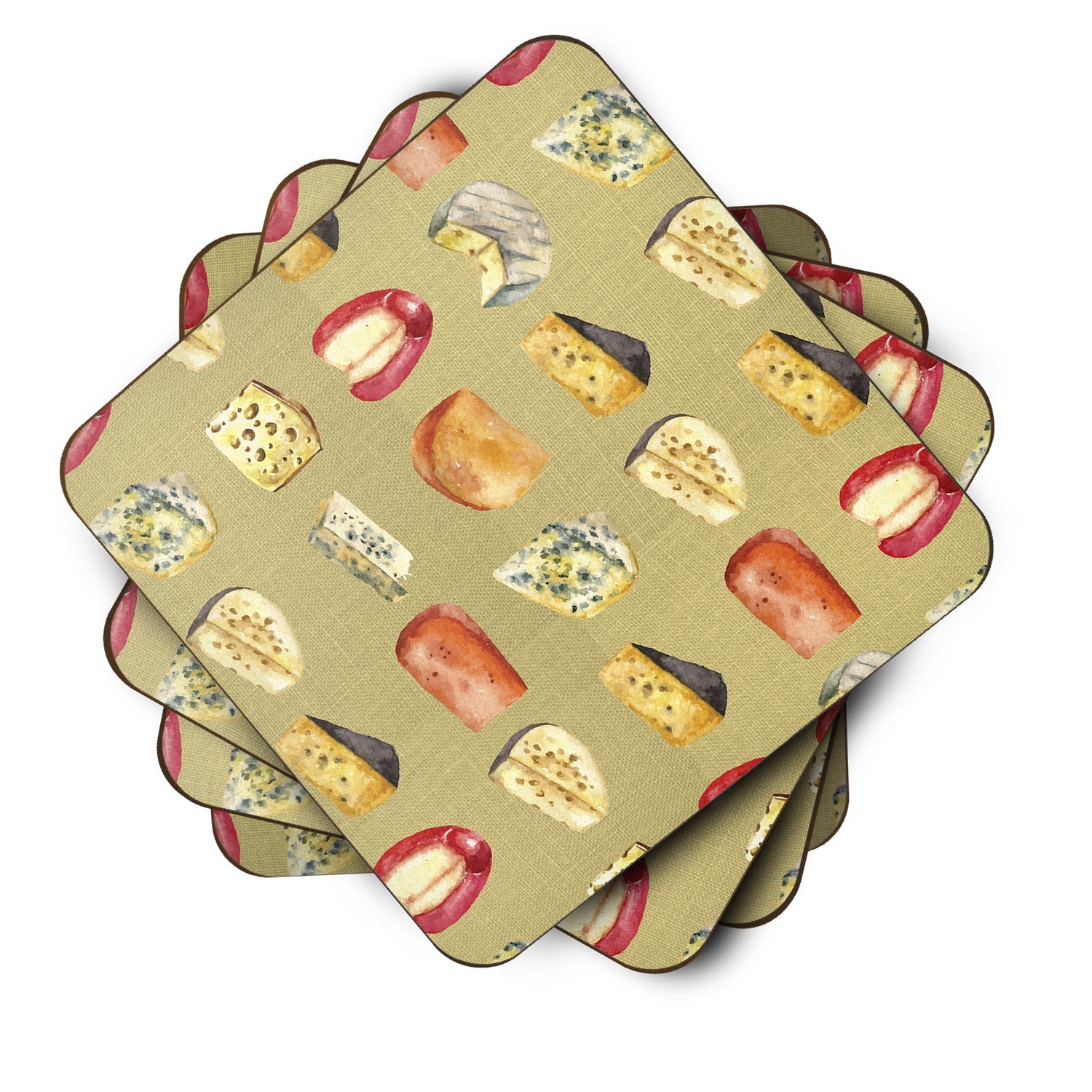 Cheeses Foam Coasters Set of 4 Cup Coasters for Indoor Outdoor, Tabletop Protection, Anti Slip, Mouse pad Material