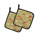 Cheeses Pot Holder Set of 2 Heat Resistant Quilted Hot Pads 7.5 x 7.5 Inch, Insulated Kitchen Trivets for Cooking & Baking