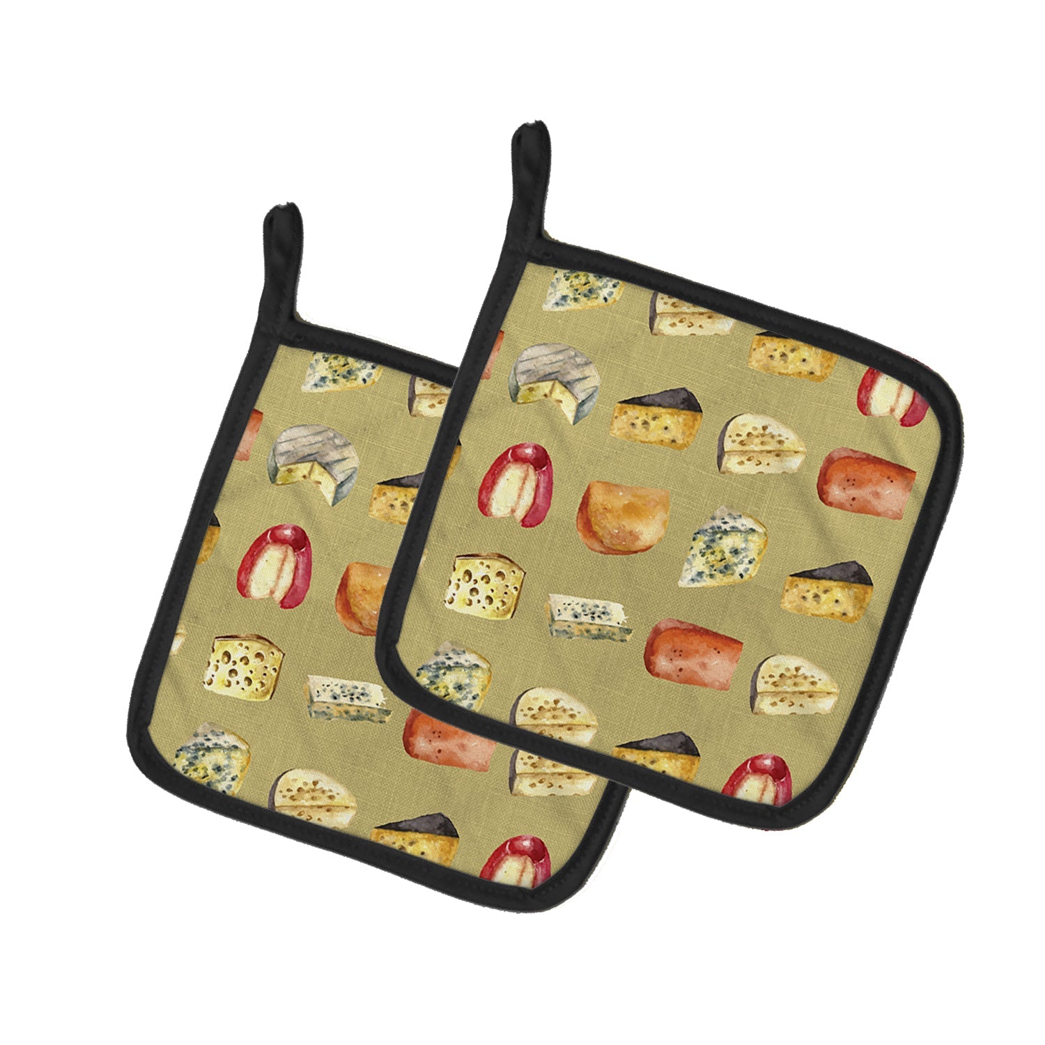 Cheeses Pot Holder Set of 2 Heat Resistant Quilted Hot Pads 7.5 x 7.5 Inch, Insulated Kitchen Trivets for Cooking & Baking