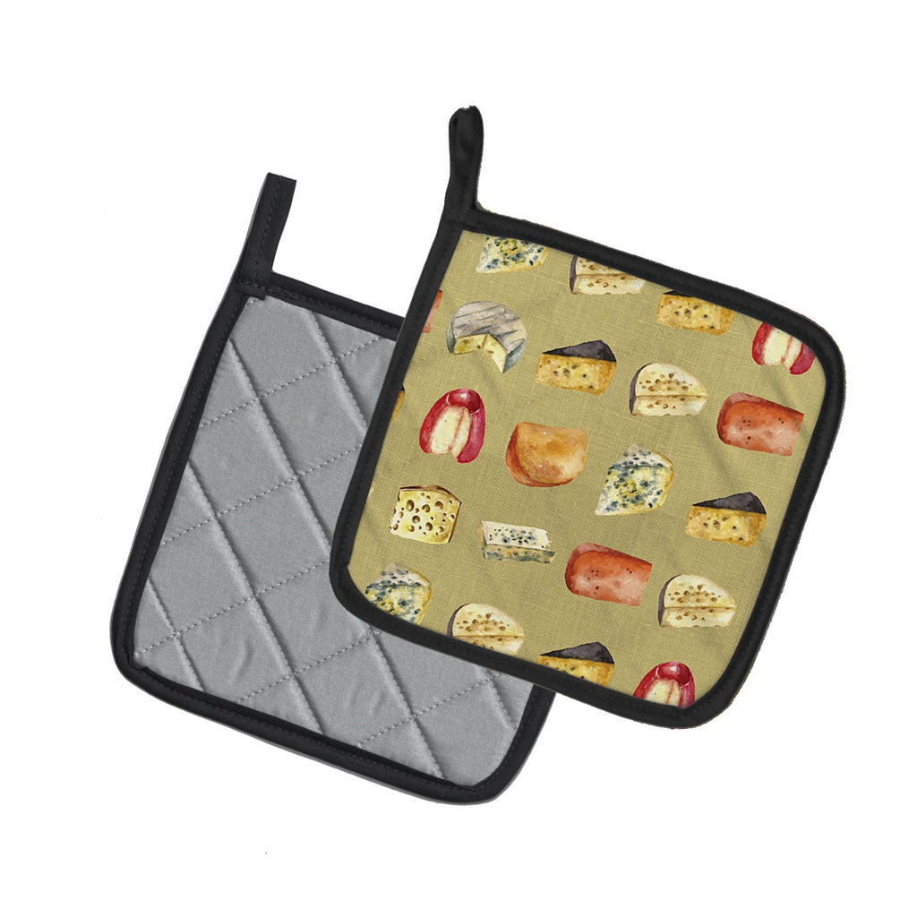 Cheeses Pot Holder Set of 2 Heat Resistant Quilted Hot Pads 7.5 x 7.5 Inch, Insulated Kitchen Trivets for Cooking & Baking