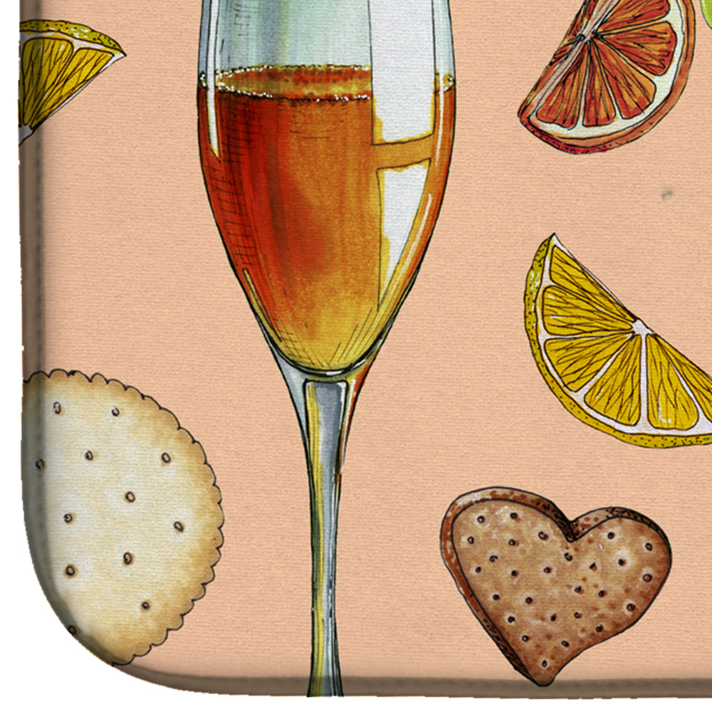 Drinks and Cocktails Peach Dish Drying Mat Absorbent Dish Drying Mat Pad for Kitchen Counter Dish Drainer Mat for Countertop, 14 x 21", Multicolor