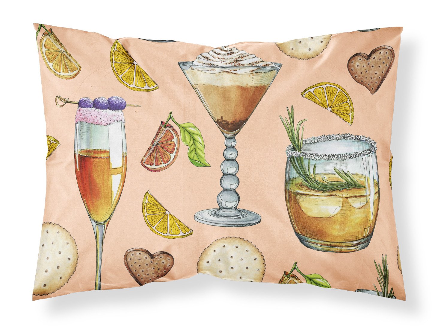 Drinks and Cocktails Peach Standard Pillowcase Lightweight Super Soft Easy Care Decorative Artwork Pillowcase, Standard