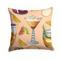 Drinks and Cocktails Peach Decorative Throw Pillow 14x14 Indoor Outdoor Accent Cushion, Fabric Cover with Insert for Sofa, Bed, Porch & Living Room