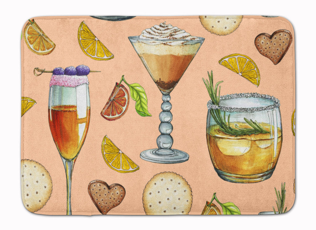 Drinks and Cocktails Peach Memory Foam Kitchen Mat Machine Washable Anti-Fatigue Cushion Comfort Bath or Kitchen Rug
