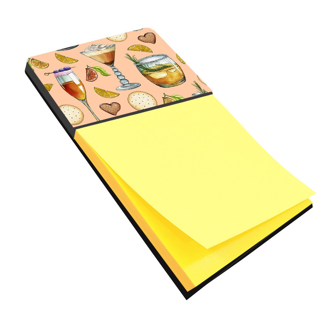 Drinks and Cocktails Peach Watercolor Sticky Note Holder Refillable Dispenser Desk Accessory 3x3 Pad Gift