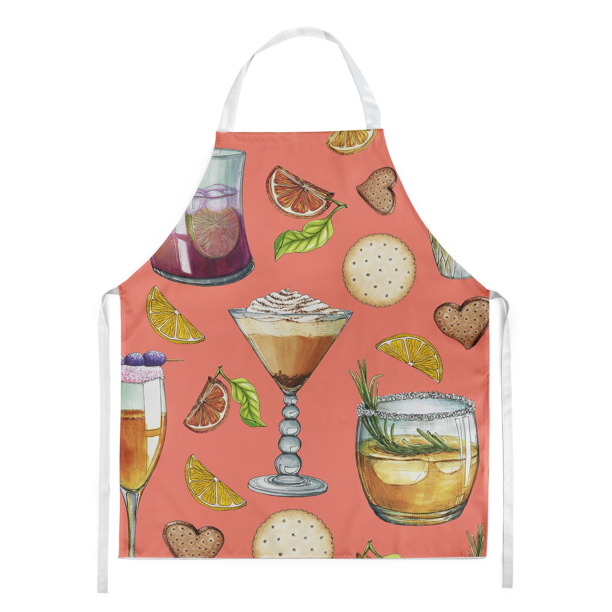 Drinks and Cocktails Salmon Apron Cooking Kitchen Server Baking Crafts Gardening for Adult Women Men, Unisex, Large, Multicolor