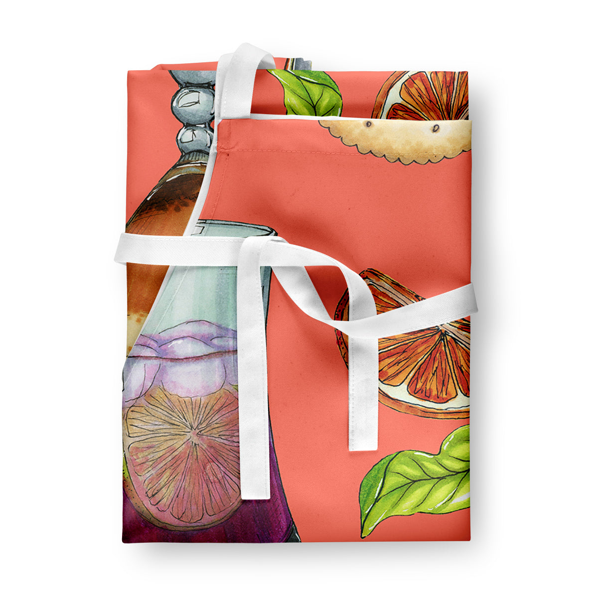 Drinks and Cocktails Salmon Apron Cooking Kitchen Server Baking Crafts Gardening for Adult Women Men, Unisex, Large, Multicolor