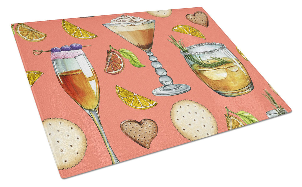 Drinks and Cocktails Salmon Cutting Board Tempered Glass Kitchen Cutting Surface, Heat Resistant Chopping, Non-Slip Feet, Food Prep & Serving