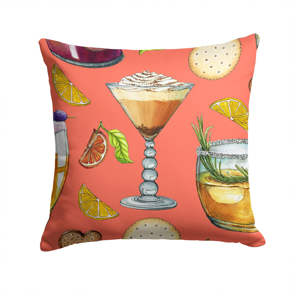 Drinks and Cocktails Salmon Decorative Throw Pillow 14x14 Indoor Outdoor Accent Cushion, Fabric Cover with Insert for Sofa, Bed, Porch & Living Room