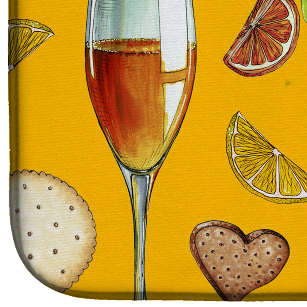 Drinks and Cocktails Gold Dish Drying Mat Absorbent Dish Drying Mat Pad for Kitchen Counter Dish Drainer Mat for Countertop, 14 x 21", Multicolor