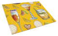 Drinks and Cocktails Gold Cutting Board Tempered Glass Kitchen Cutting Surface, Heat Resistant Chopping, Non-Slip Feet, Food Prep & Serving