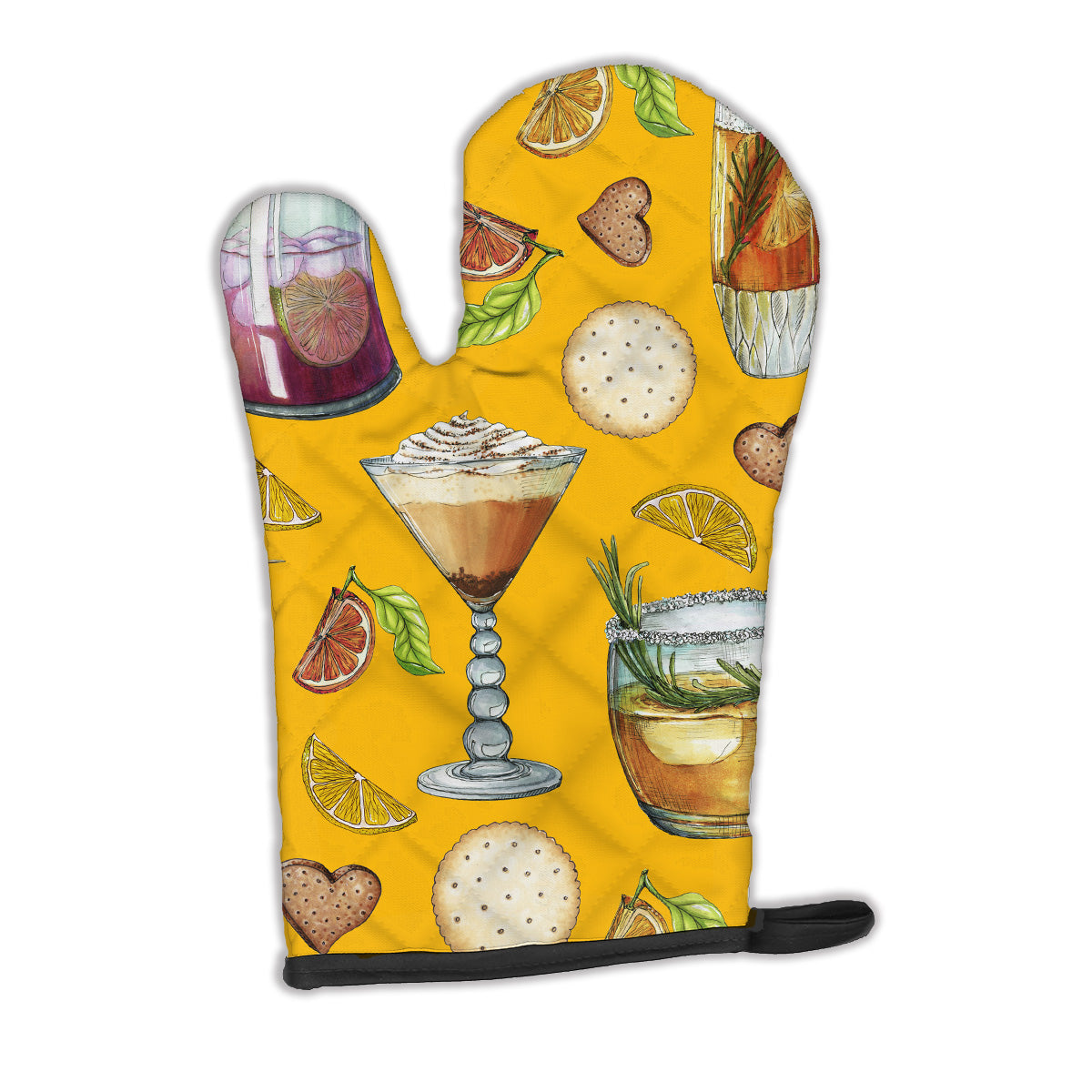 Drinks and Cocktails Gold Oven Mitt Heat Resistant Thick Oven Mitt for Hot Pans and Oven, Kitchen Mitt Protect Hands, Cooking Baking Glove