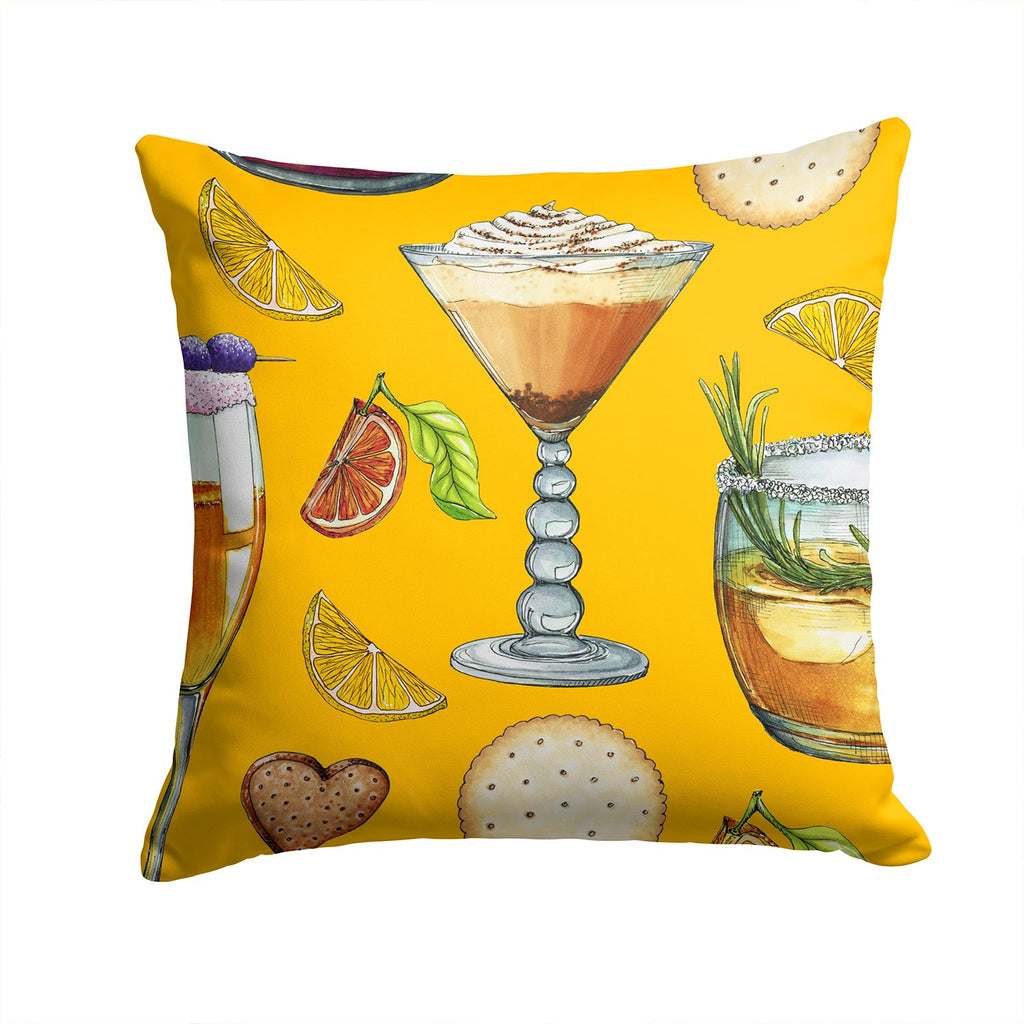Drinks and Cocktails Gold Decorative Throw Pillow 14x14 Indoor Outdoor Accent Cushion, Fabric Cover with Insert for Sofa, Bed, Porch & Living Room