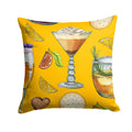 Drinks and Cocktails Gold Decorative Throw Pillow 14x14 Indoor Outdoor Accent Cushion, Fabric Cover with Insert for Sofa, Bed, Porch & Living Room