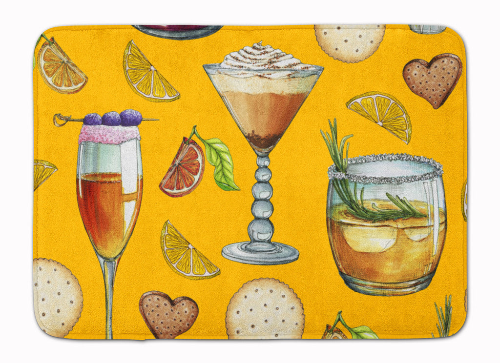 Drinks and Cocktails Gold Memory Foam Kitchen Mat Machine Washable Anti-Fatigue Cushion Comfort Bath or Kitchen Rug