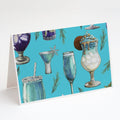 Drinks and Cocktails Blue Greeting Cards Pack of 8 Blank Cards with Envelopes Whimsical A7 Size 5x7