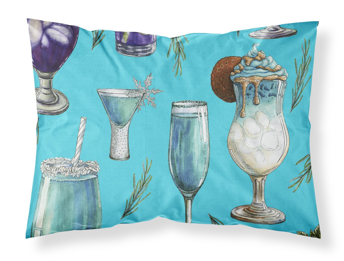 Drinks and Cocktails Blue Standard Pillowcase Lightweight Super Soft Easy Care Decorative Artwork Pillowcase, Standard