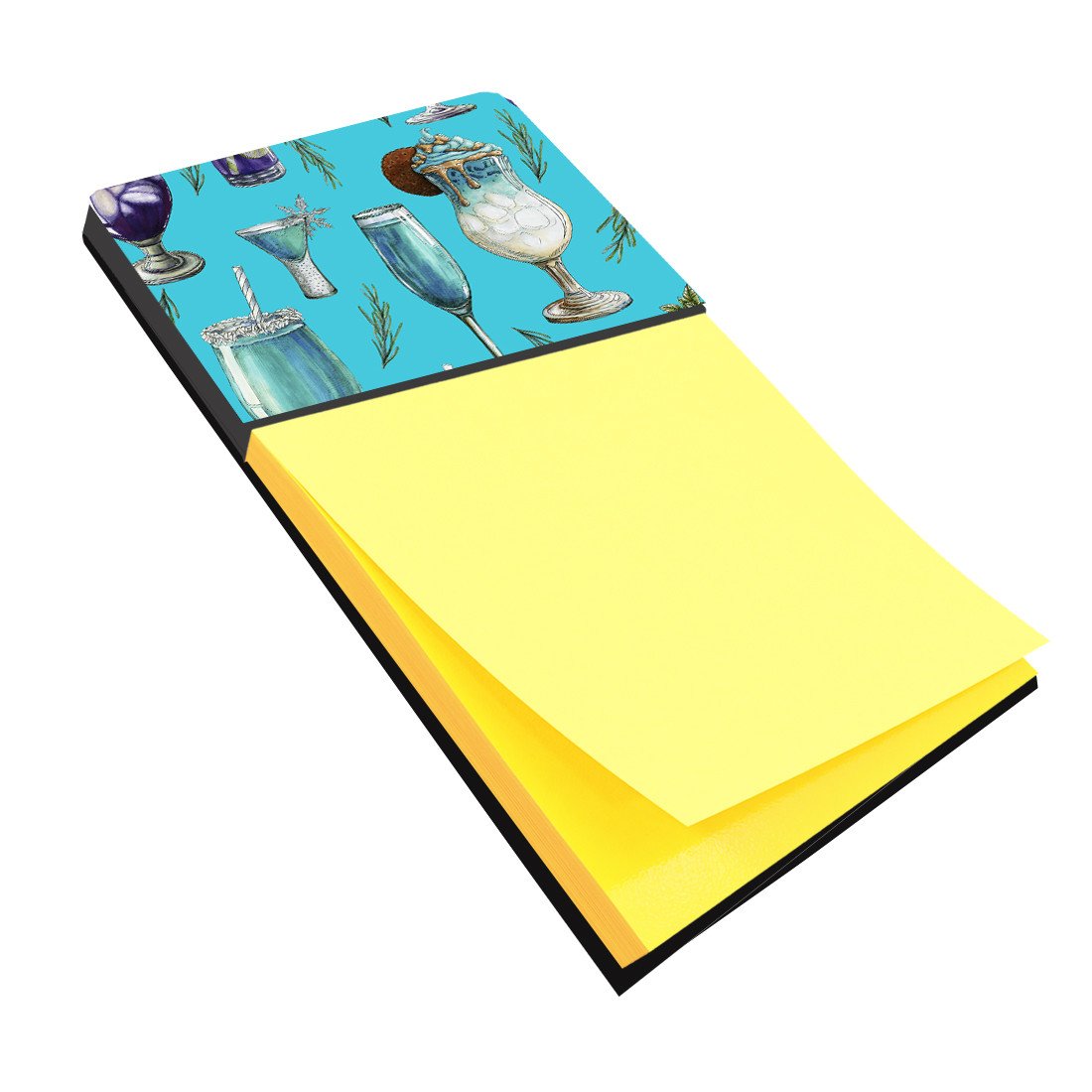 Drinks and Cocktails Blue Watercolor Sticky Note Holder Refillable Dispenser Desk Accessory 3x3 Pad Gift