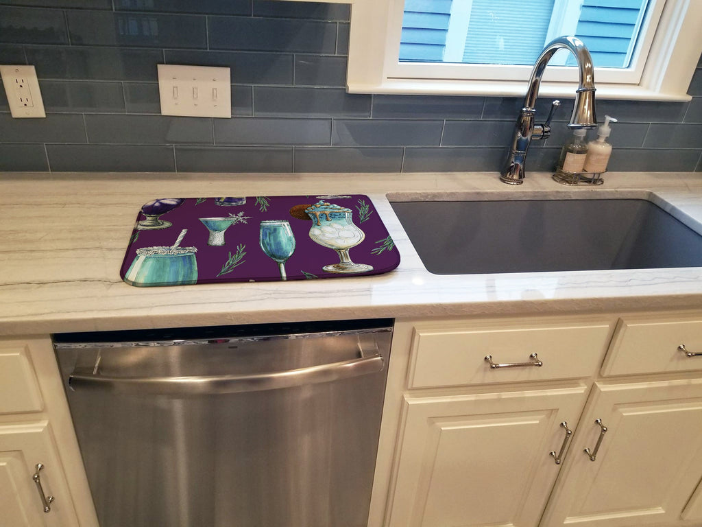 Drinks and Cocktails Purple Dish Drying Mat Absorbent Dish Drying Mat Pad for Kitchen Counter Dish Drainer Mat for Countertop, 14 x 21", Multicolor