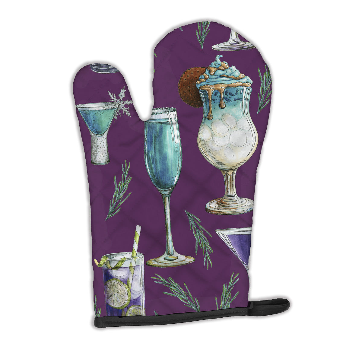 Drinks and Cocktails Purple Oven Mitt Heat Resistant Thick Oven Mitt for Hot Pans and Oven, Kitchen Mitt Protect Hands, Cooking Baking Glove