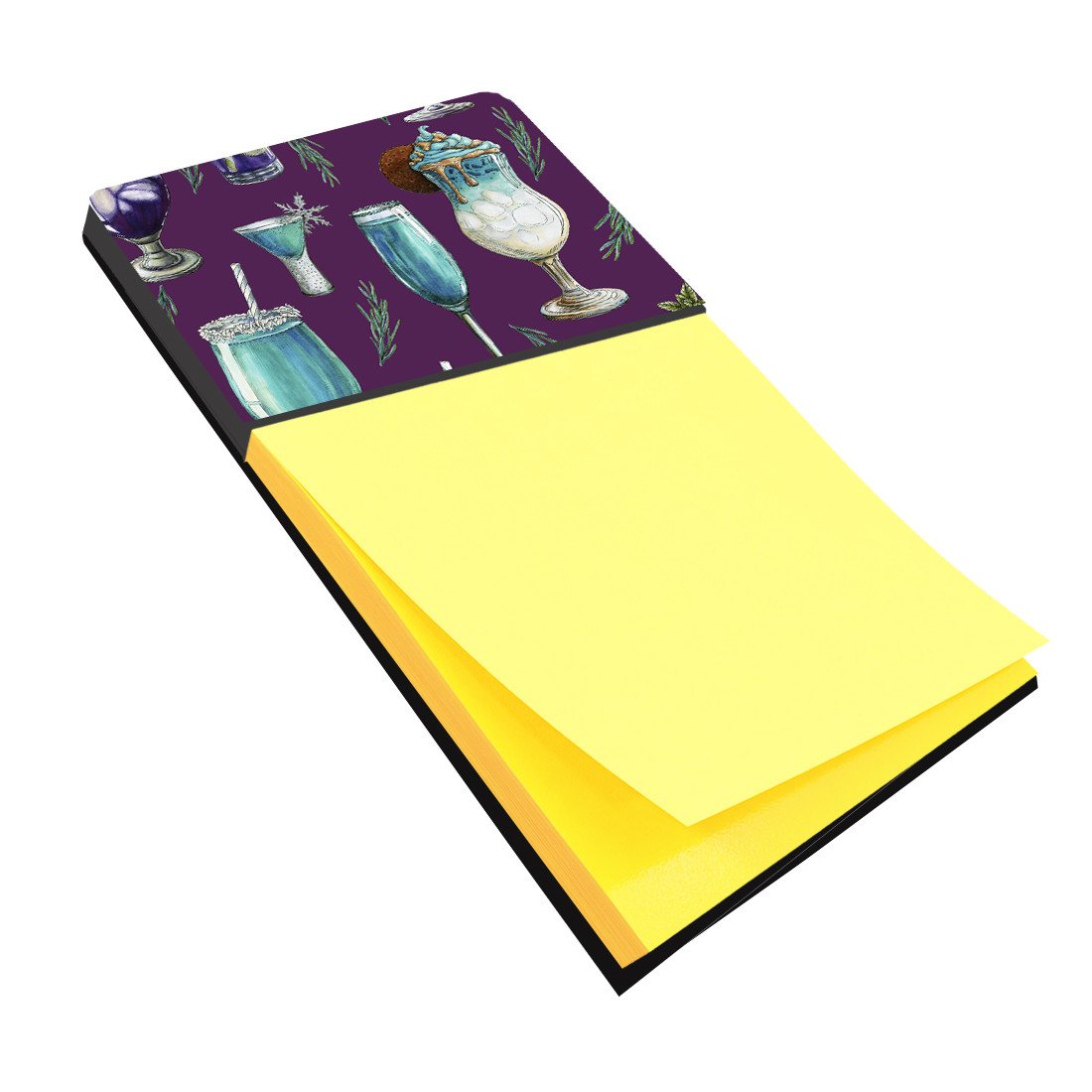 Drinks and Cocktails Purple Watercolor Sticky Note Holder Refillable Dispenser Desk Accessory 3x3 Pad Gift
