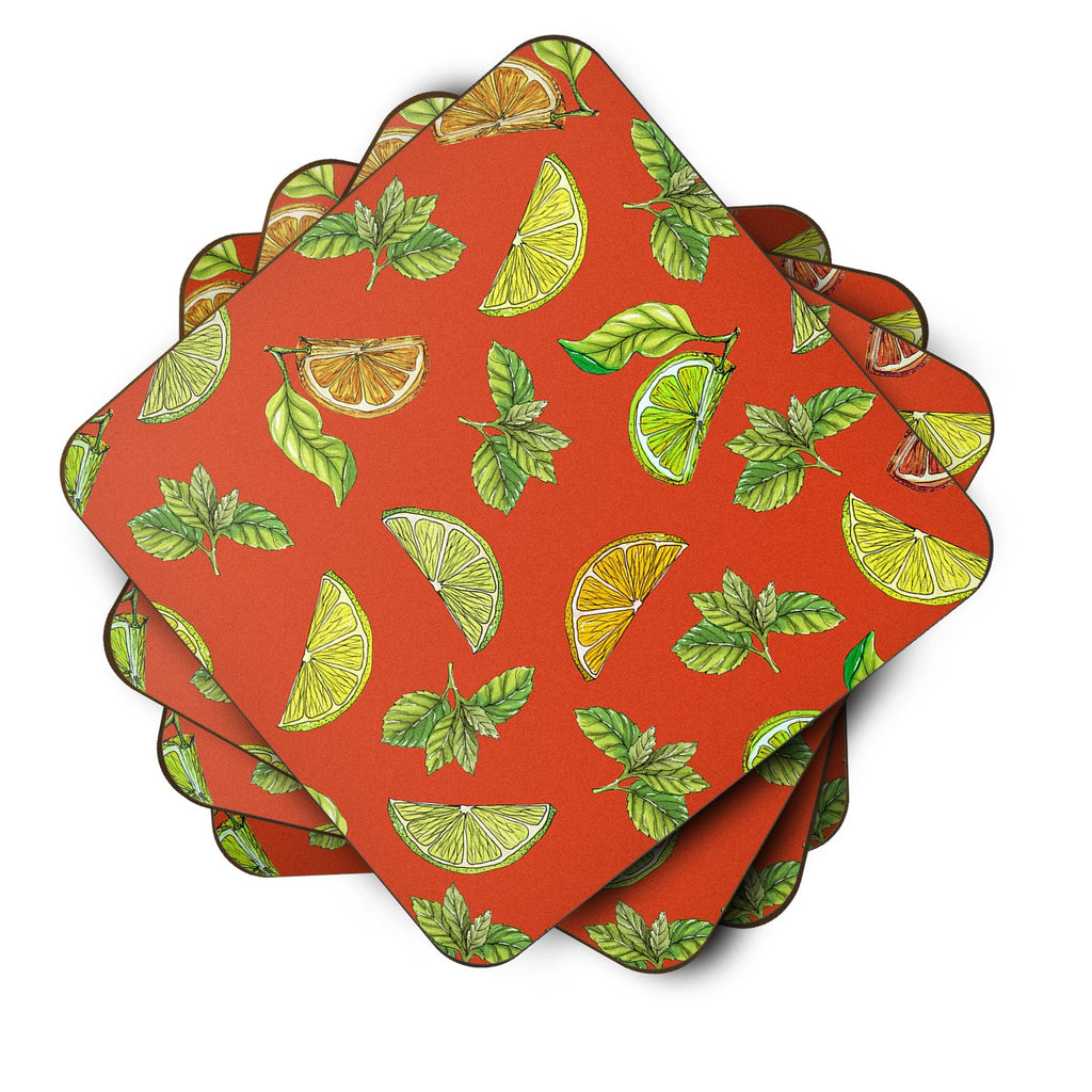 Lemons, Limes and Oranges Foam Coasters Set of 4 Cup Coasters for Indoor Outdoor, Tabletop Protection, Anti Slip, Mouse pad Material