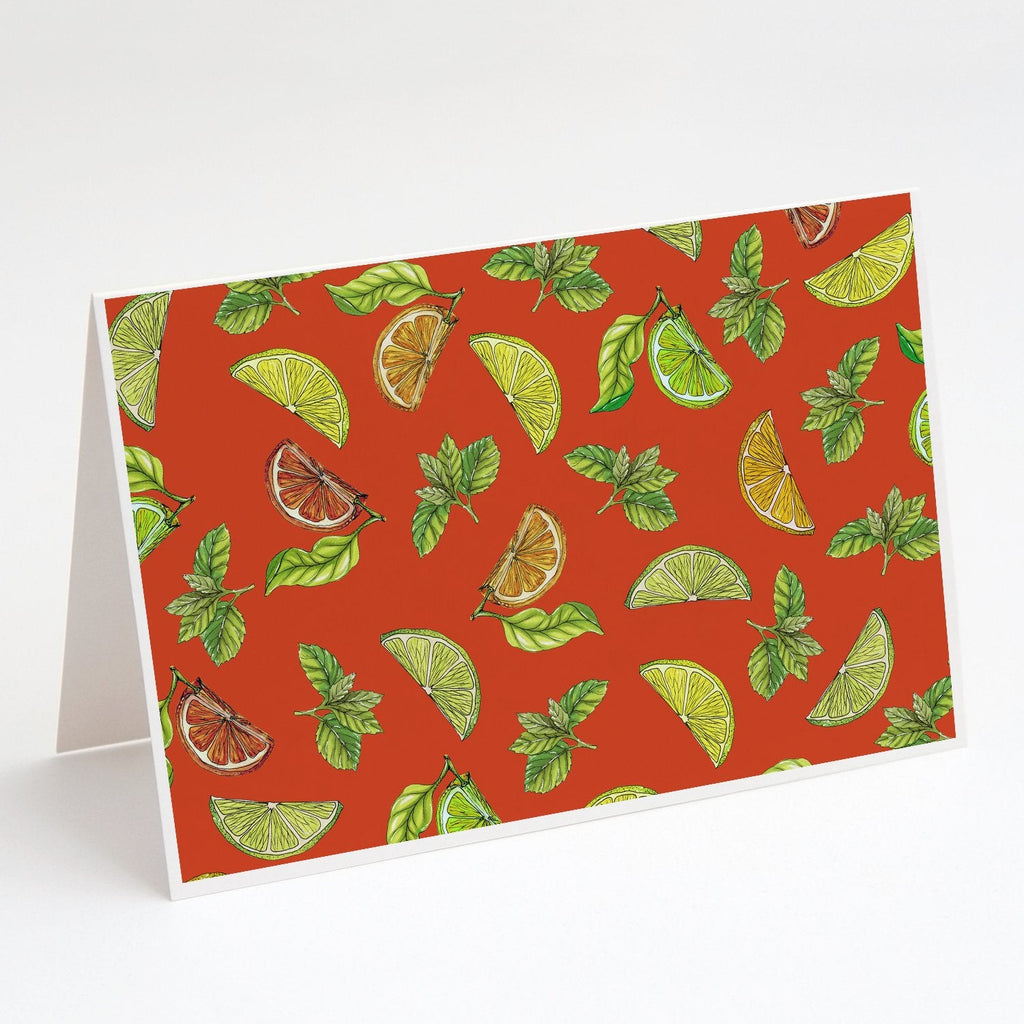 Lemons, Limes and Oranges Greeting Cards Pack of 8 Blank Cards with Envelopes Whimsical A7 Size 5x7