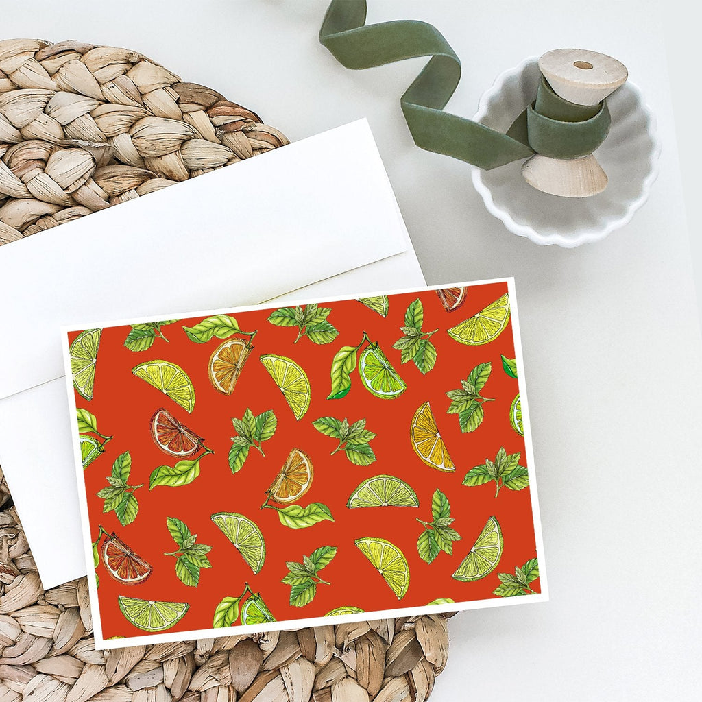 Lemons, Limes and Oranges Greeting Cards Pack of 8 Blank Cards with Envelopes Whimsical A7 Size 5x7