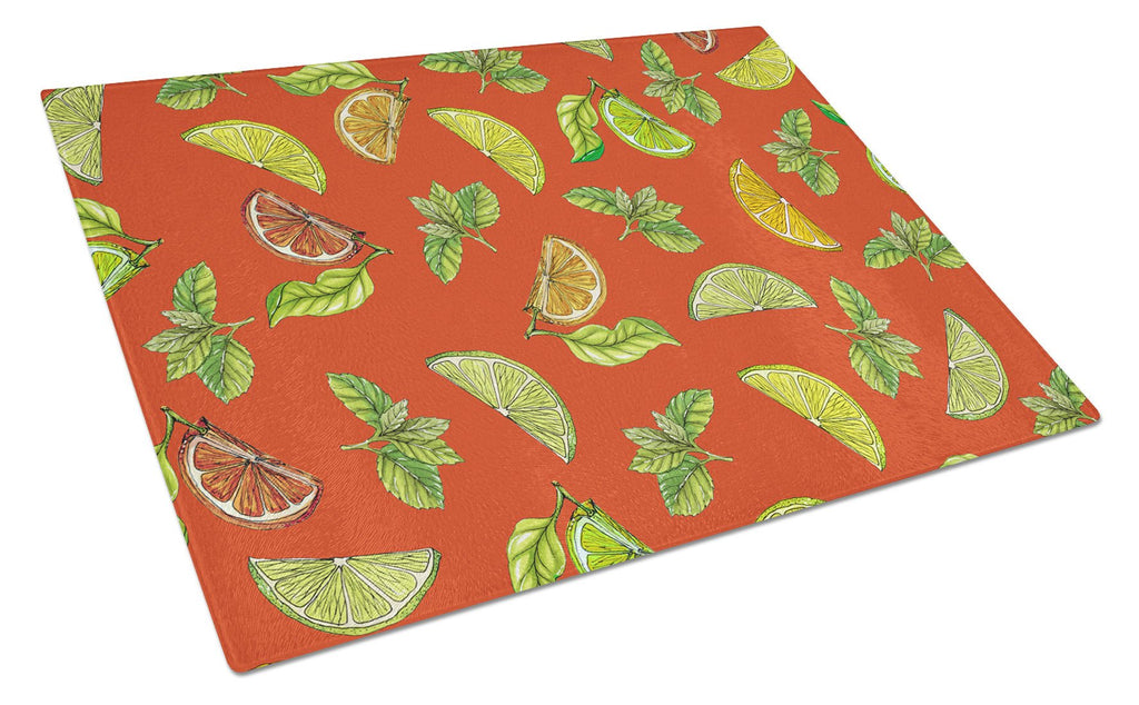 Lemons, Limes and Oranges Cutting Board Tempered Glass Kitchen Cutting Surface, Heat Resistant Chopping, Non-Slip Feet, Food Prep & Serving