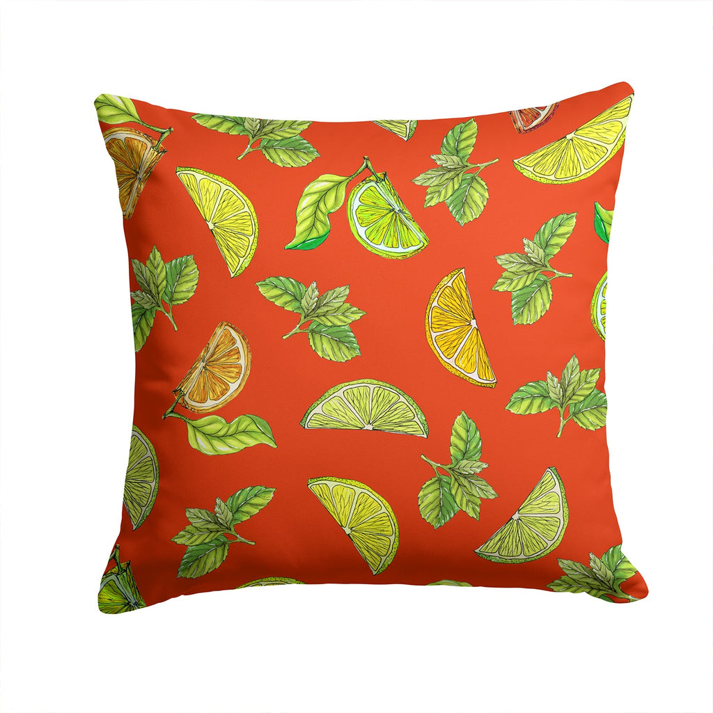 Lemons, Limes and Oranges Decorative Throw Pillow 14x14 Indoor Outdoor Accent Cushion, Fabric Cover with Insert for Sofa, Bed, Porch & Living Room