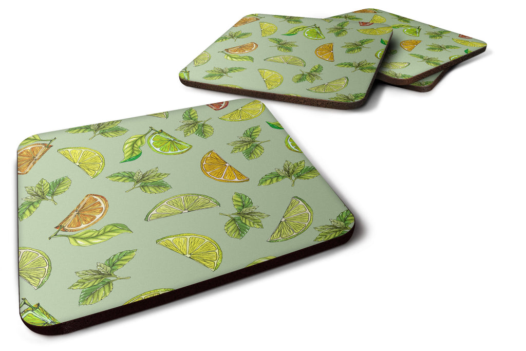 Lemons, Limes and Oranges Foam Coasters Set of 4 Cup Coasters for Indoor Outdoor, Tabletop Protection, Anti Slip, Mouse pad Material