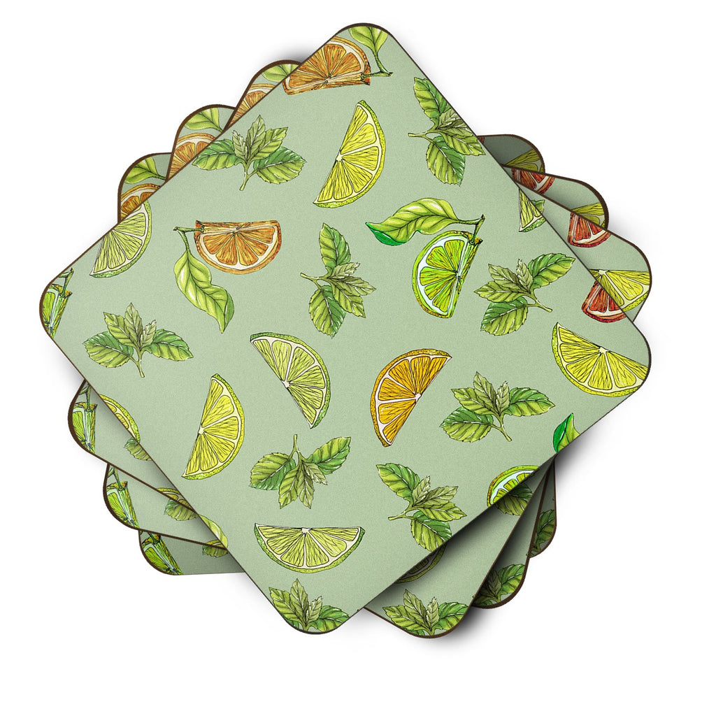 Lemons, Limes and Oranges Foam Coasters Set of 4 Cup Coasters for Indoor Outdoor, Tabletop Protection, Anti Slip, Mouse pad Material
