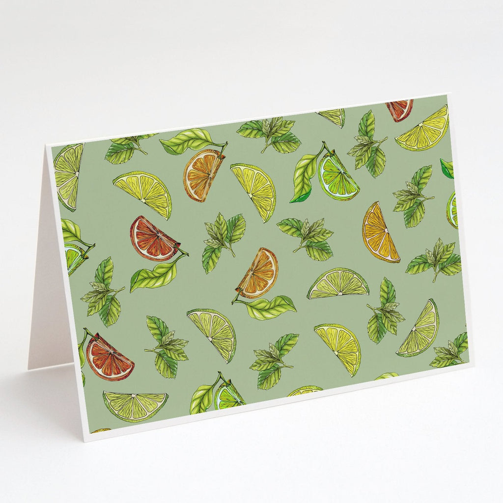 Lemons, Limes and Oranges Greeting Cards Pack of 8 Blank Cards with Envelopes Whimsical A7 Size 5x7